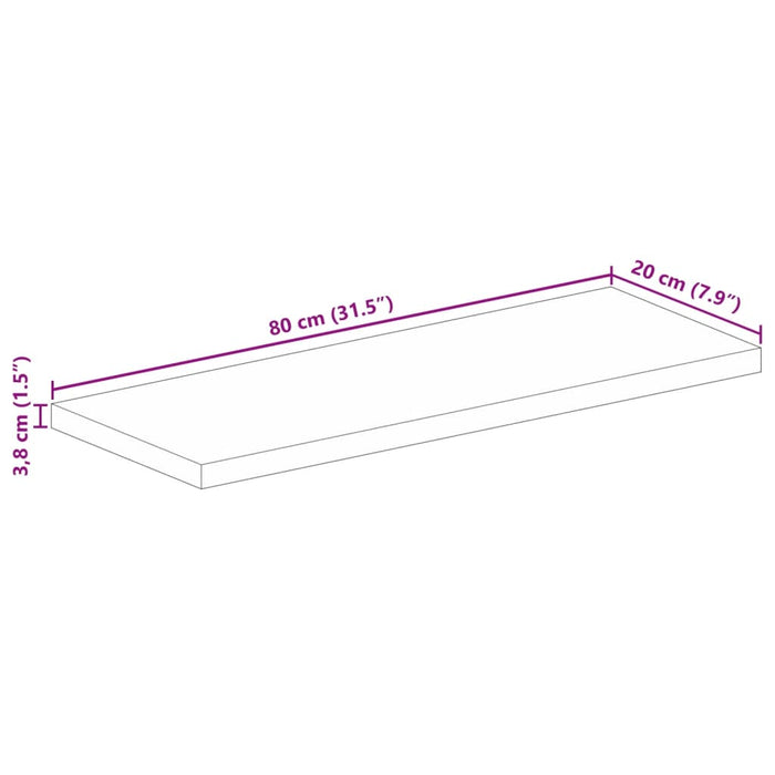 Piano Tavolo 80x20x3,8 cm Rettangolare in Massello di Recupero 371088