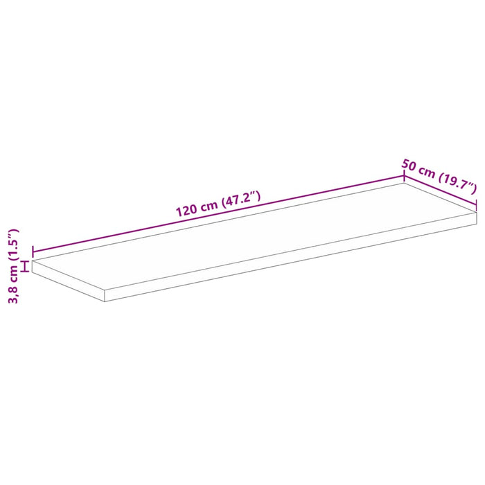 Piano Tavolo 120x50x3,8 cm Rettangolare in Massello di Recupero 371127