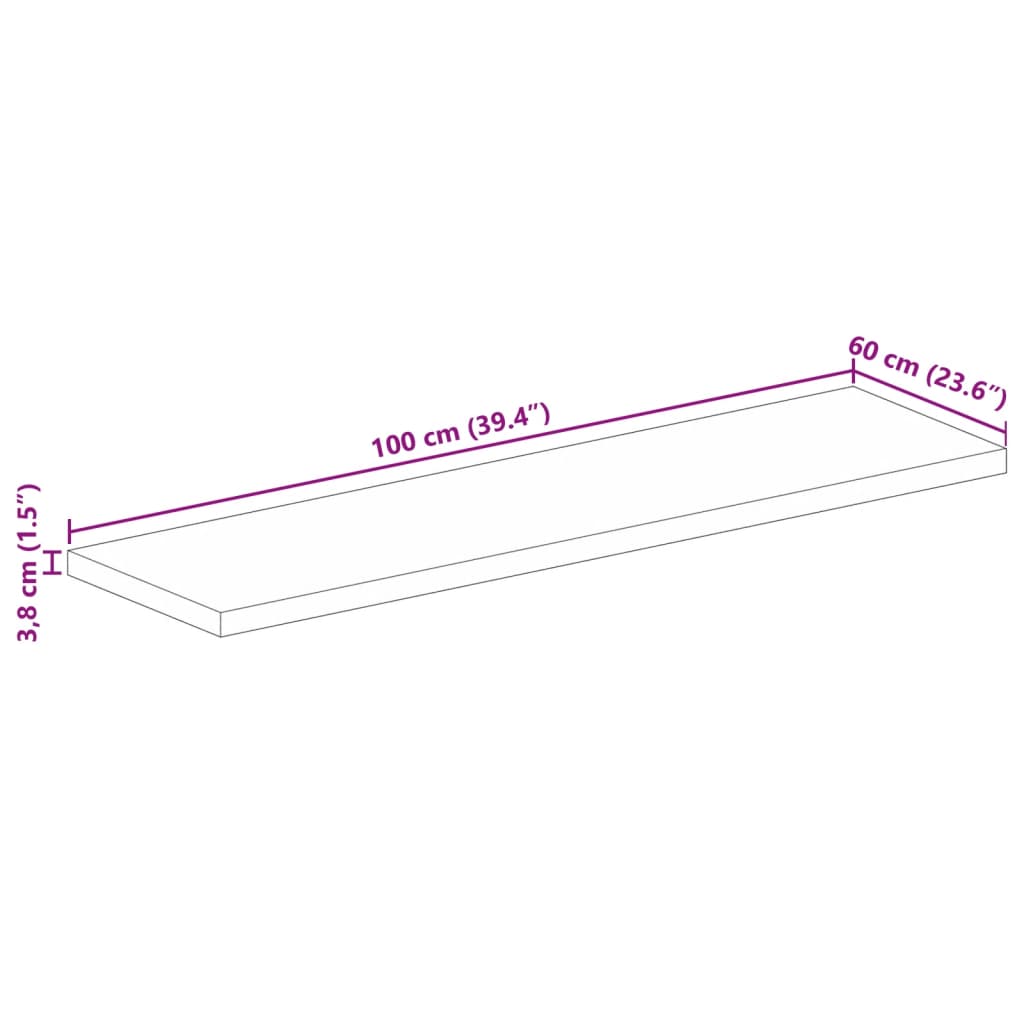 Piano Tavolo 100x60x3,8 cm Rettangolare in Massello di Recupero 371134