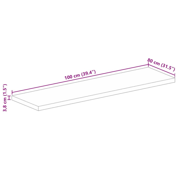 Piano Tavolo 100x80x3,8 cm Rettangolare in Massello di Recupero 371146