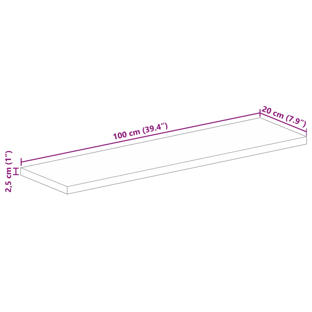 Piano Tavolo 100x20x2,5 cm Rettangolare in Massello di Recupero 371155