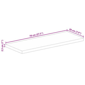 Piano per Tavolo 70x20x2,5cm Rettangolare Legno di Mango Grezzo 371282