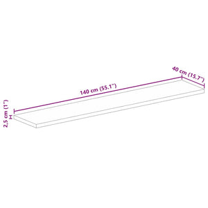 Piano per Tavolo 140x40x2,5 cm Rettangolare Legno Mango Grezzo 371312