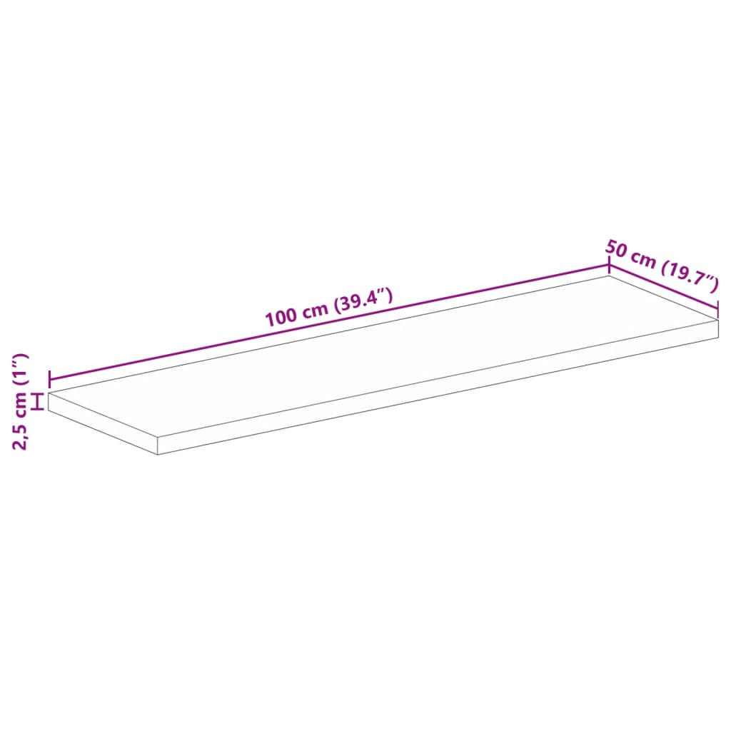 Piano Tavolo 100x50x2,5 cm Rettangolare Legno di Mango Grezzo 371320