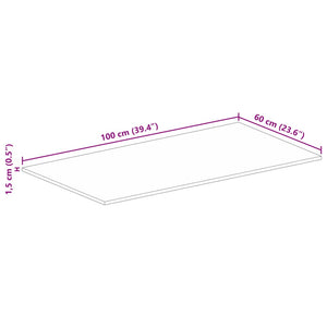 Piano per Tavolo 100x60x1,5 cm Rettangolare Legno Mango Grezzo 371333