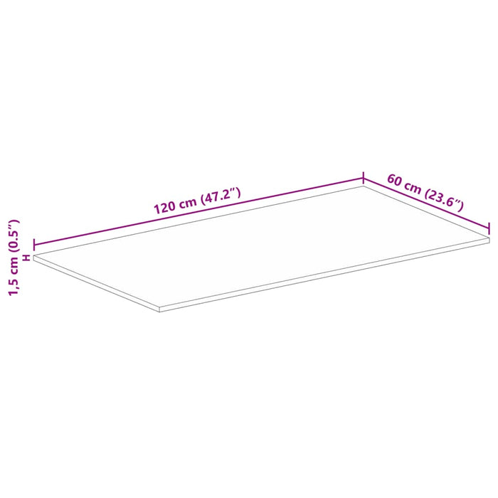 Piano per Tavolo 120x60x1,5 cm Rettangolare Legno Mango Grezzo 371336