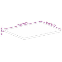 Piano per Tavolo 80x70x2,5cm Rettangolare Legno di Mango Grezzo 371343