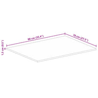 Piano per Tavolo 90x70x1,5cm Rettangolare Legno di Mango Grezzo 371344