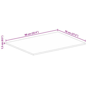 Piano per Tavolo 90x70x1,5cm Rettangolare Legno di Mango Grezzo 371344