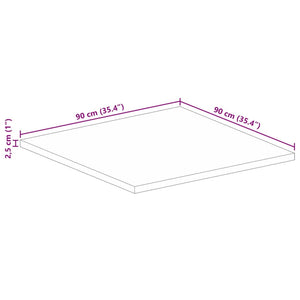 Piano per Tavolo 90x90x2,5 cm Quadrato Legno di Mango Grezzo 371354