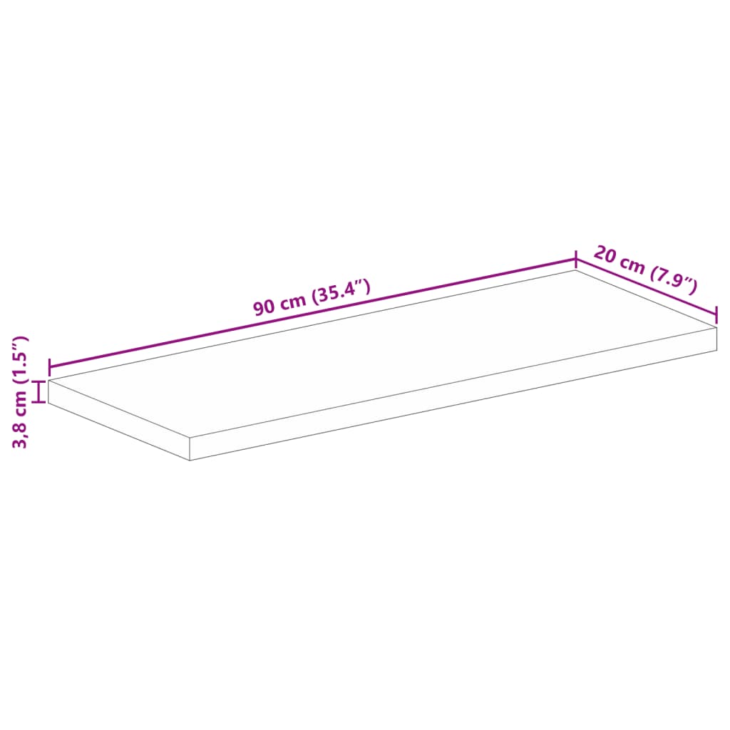 Piano per Tavolo 90x20x3,8 cm Rettangolare Legno Mango Grezzo 371360