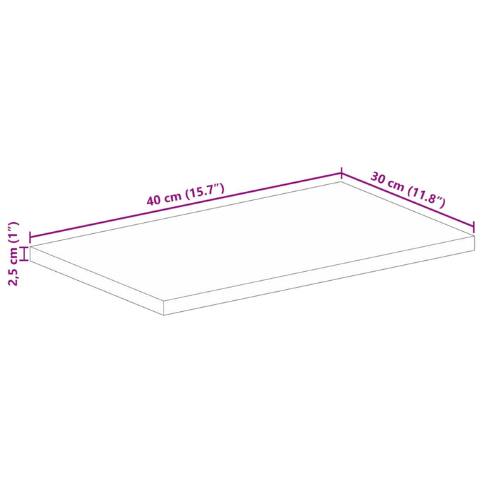 Piano per Tavolo 40x30x2,5 cm Rettangolare Legno Massello Mango 371432