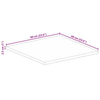 Piano Tavolo 60x60x2,5 cm Quadrato Legno Massello di Acacia 371466