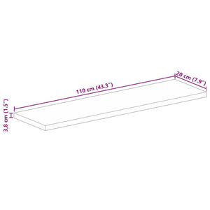 Piano per Tavolo 110x20x3,8cm Rettangolare Legno Massello Mango 371492