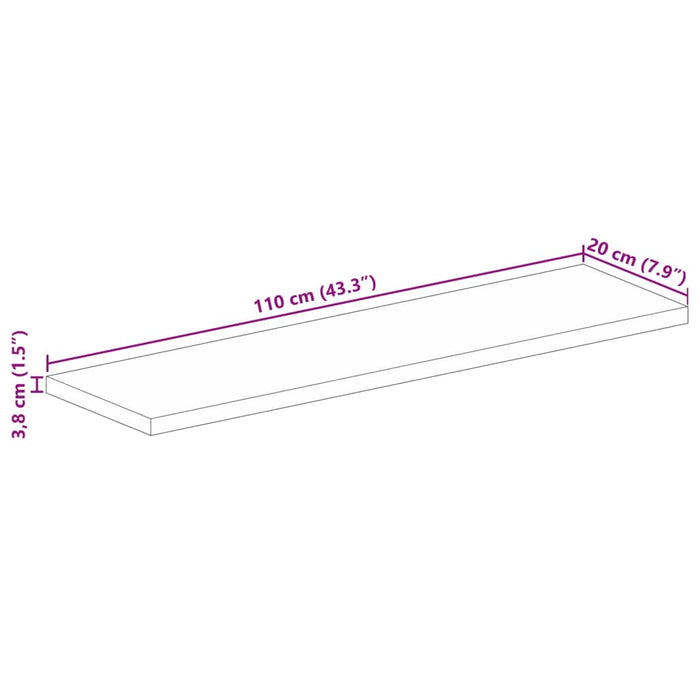 Piano per Tavolo 110x20x3,8cm Rettangolare Legno Massello Mango 371492