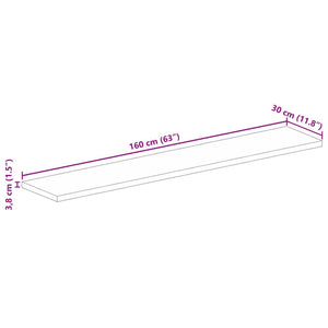 Piano per Tavolo 160x30x3,8cm Rettangolare Legno Massello Mango 371507