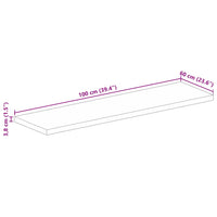 Piano per Tavolo 100x60x3,8cm Rettangolare Legno Massello Mango 371535