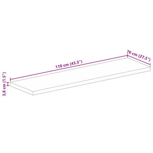 Piano per Tavolo 110x70x3,8cm Rettangolare Legno Massello Mango 371543