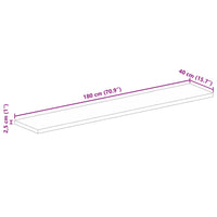 Piano per Tavolo 180x40x2,5cm Rettangolare Legno Massello Mango 371585