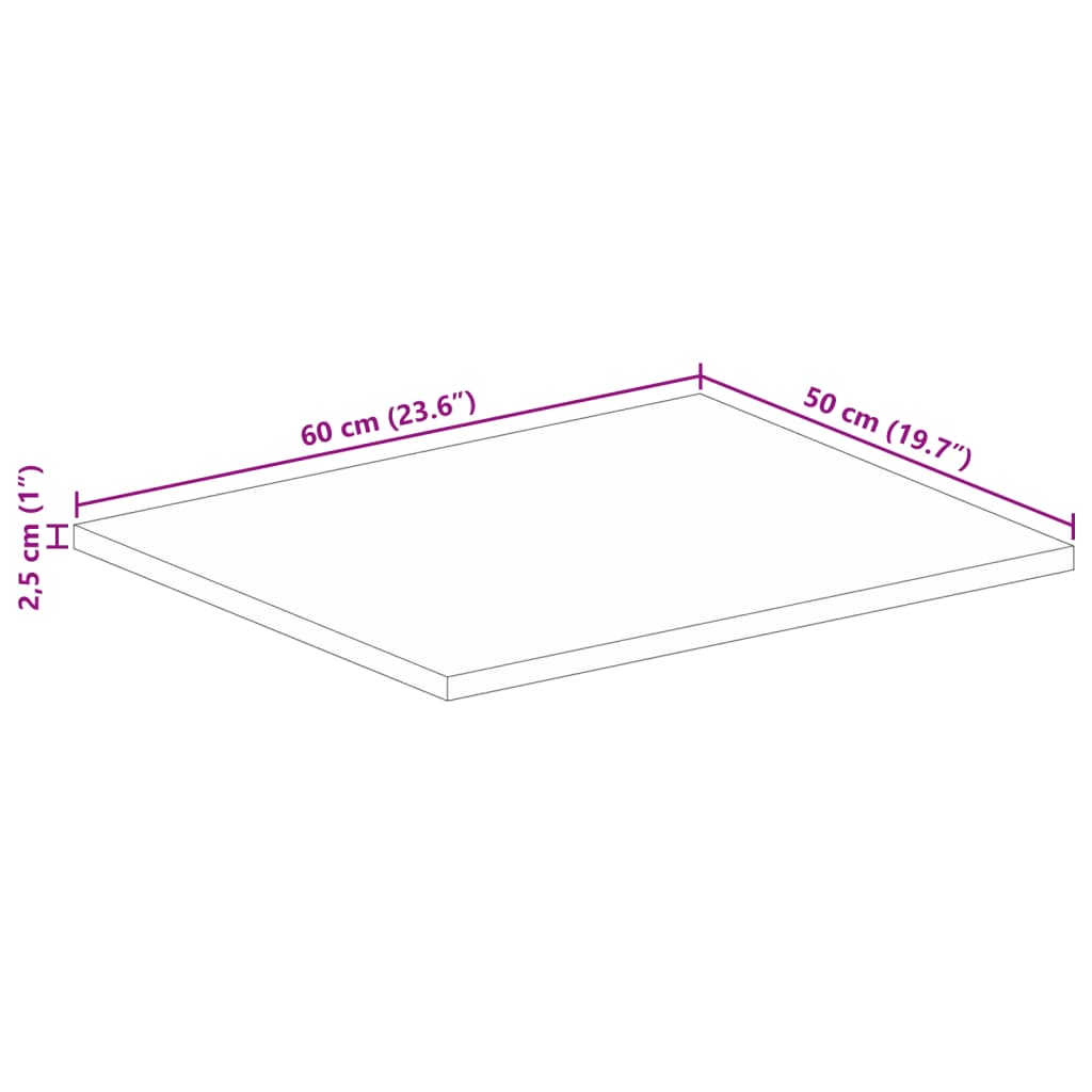 Piano per Tavolo 60x50x2,5 cm Rettangolare Legno Massello Mango 371587