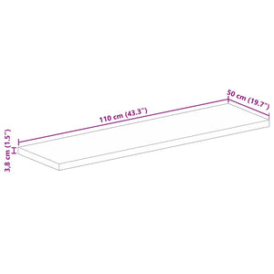 Piano per Tavolo 110x50x3,8cm Rettangolare Legno Massello Mango 371657