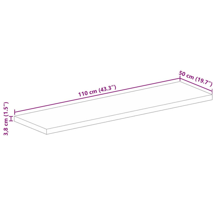 Piano per Tavolo 110x50x3,8cm Rettangolare Legno Massello Mango 371657