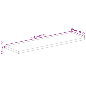 Piano per Tavolo 110x60x3,8cm Rettangolare Legno Massello Mango 371666