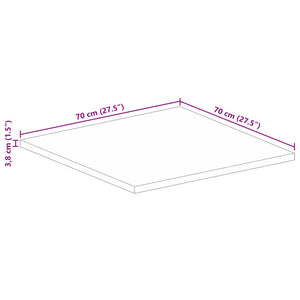 Piano per Tavolo 70x70x3,8 cm Quadrato Legno Massello di Mango 371669