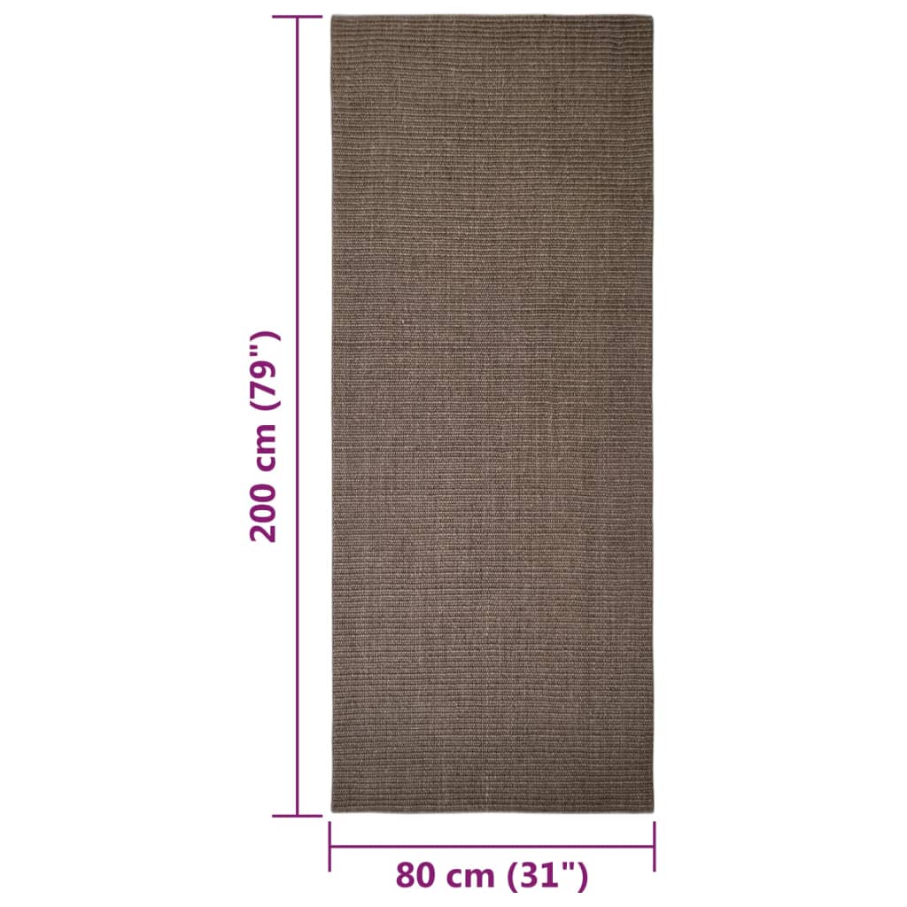 Tappeto in Sisal per Tiragraffi Marrone 80x200 cm 3203453