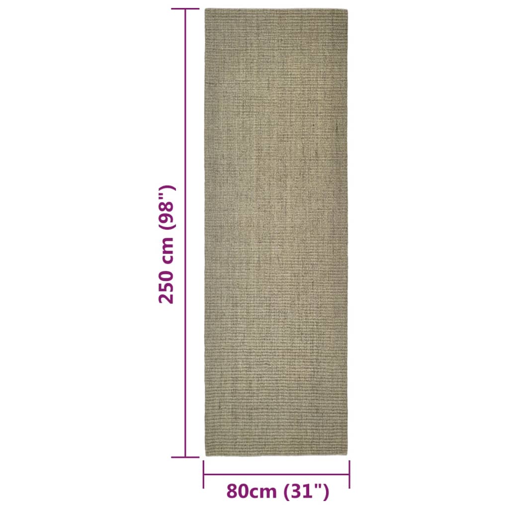 Tappeto in Sisal per Tiragraffi Tortora 80x250 cm 3203490