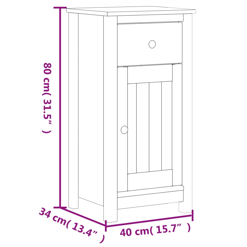 Mobile da Bagno BERG Bianco 40x34x80 cm Legno Massello di Pino 358540