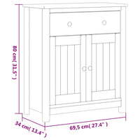 Mobile da Bagno BERG Bianco 69,5x34x80cm Legno Massello di Pino 358542