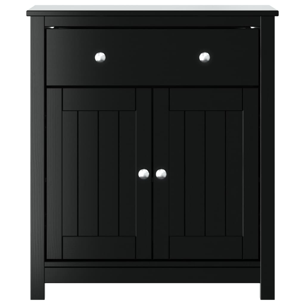 Mobile da Bagno BERG Nero 69,5x34x80 cm Legno Massello di Pino 358543