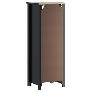 Mobile da Bagno BERG Nero 40x34x110 cm Legno Massello di Pino 358545