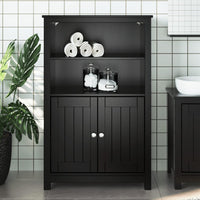 Mobile da Bagno BERG Nero 69,5x34x110 cm Legno Massello di Pino 358547