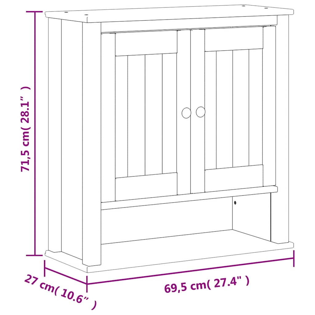 Mobile da Bagno a Muro BERG Nero 69,5x27x71,5cm Legno Massello 358551