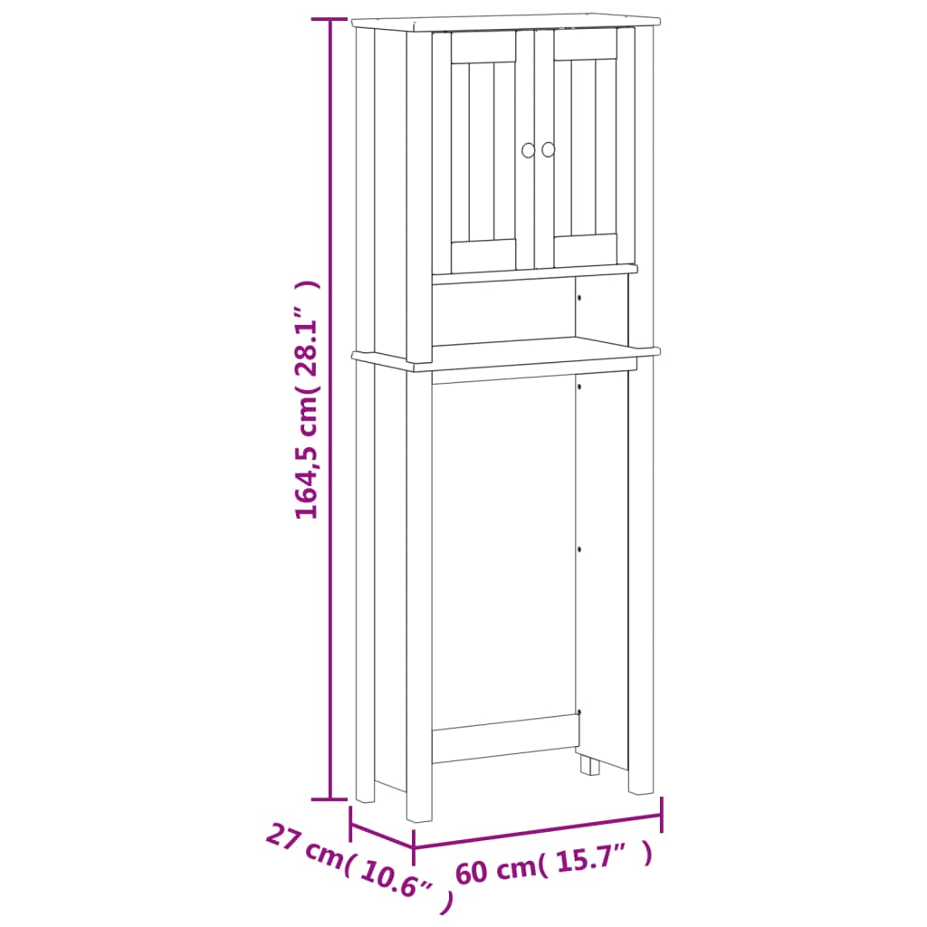 Portaoggetti Sopra WC BERG Bianco 60x27x164,5 cm Legno Massello 358554