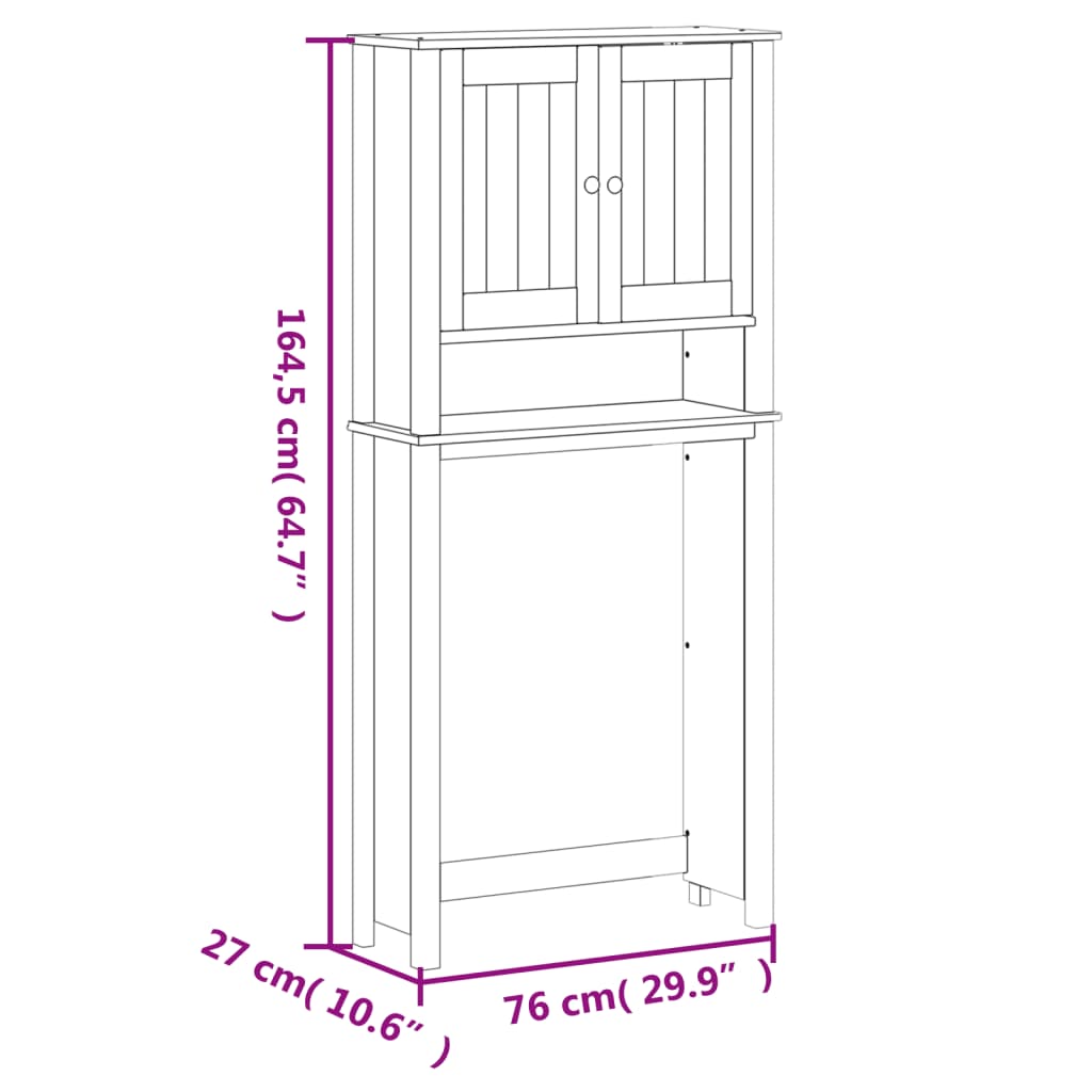 Mobile per Lavatrice BERG Nero 76x27x164,5cm Legno Massello 358557