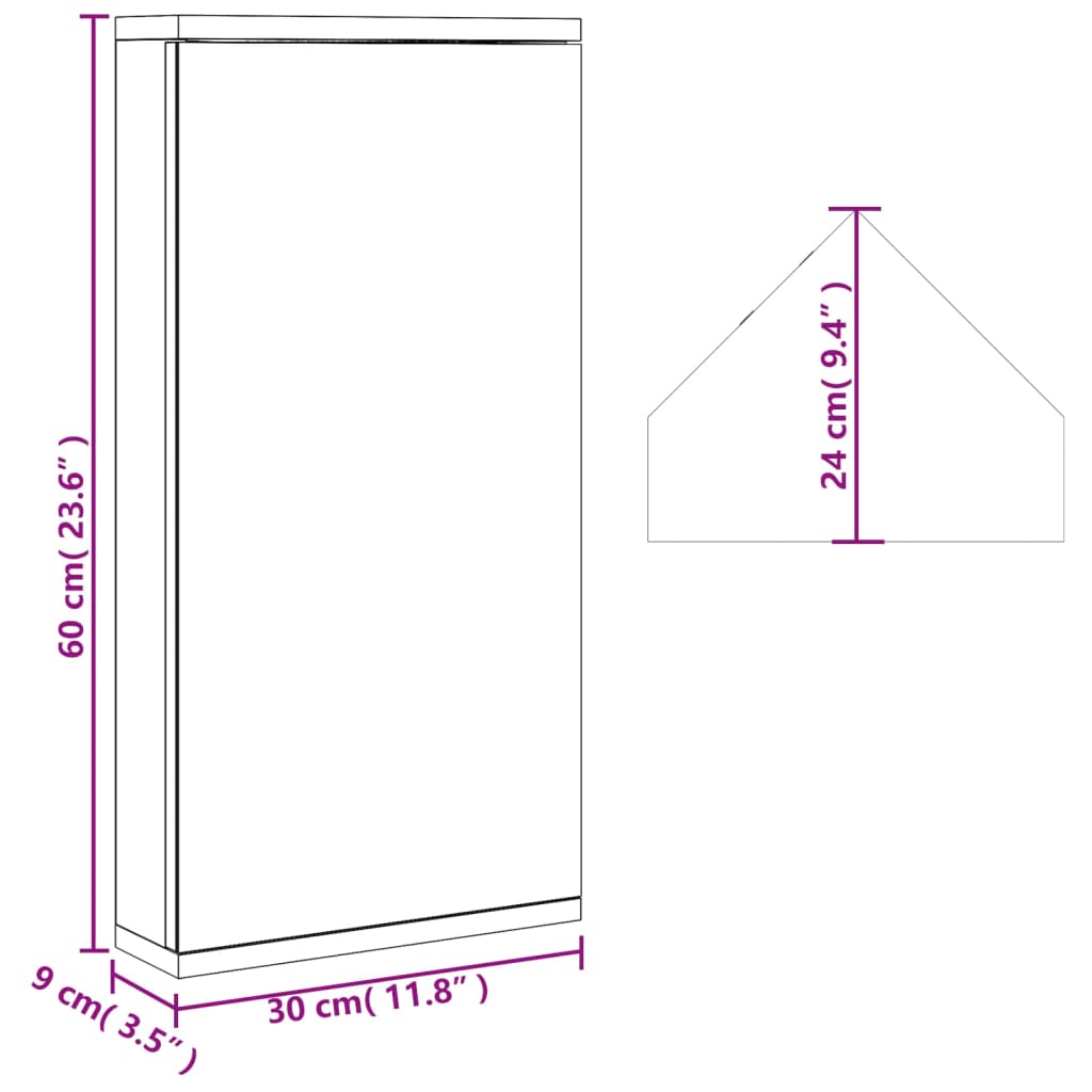 Armadietto Angolare con Specchio da Bagno Bianco 30x24x60 cm 357977