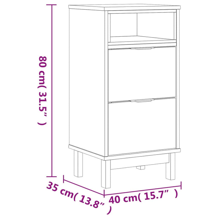 Comodino FLAM 40x35x80 cm in Legno Massello di Pino 357814