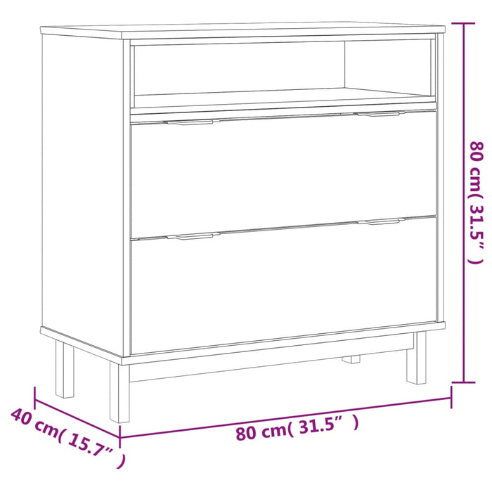 Cassettiera FLAM 80x40x80 cm in Legno Massello di Pino 357815