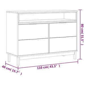 Cassettiera FLAM 110x40x80 cm in Legno Massello di Pino 357816