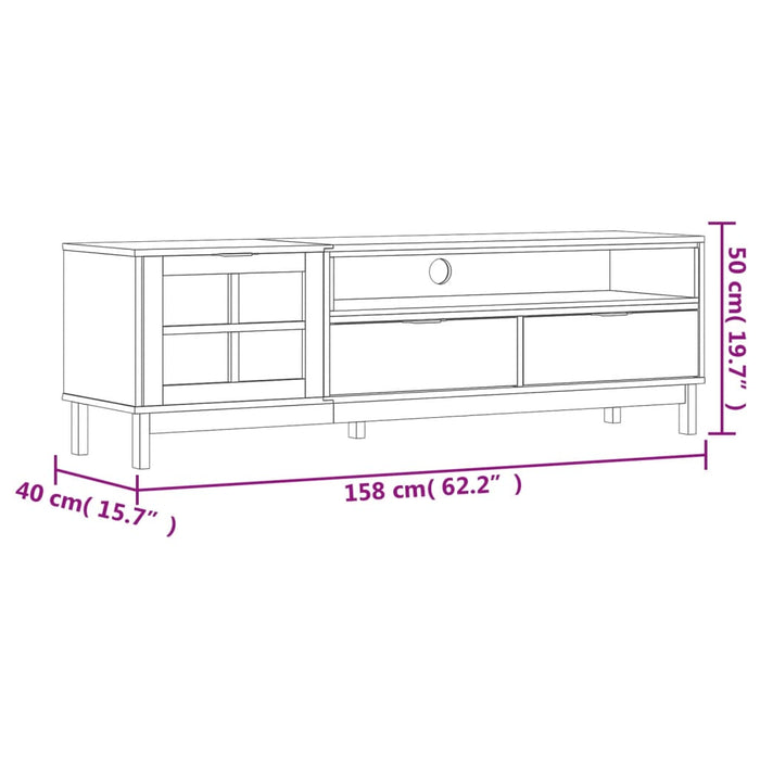 Mobile TV FLAM 158x40x50 cm Anta in Vetro Massello di Pino 357821