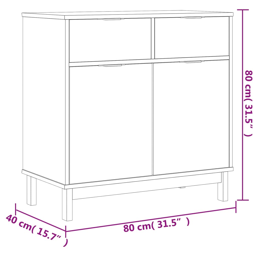 Credenza FLAM 80x40x80 cm in Legno Massello di Pino 357827