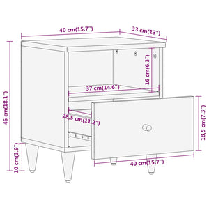 Comodini 2pz 40x33x46 cm in Legno Massello di Mango 358255