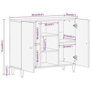 Credenza 90x33x75 cm in Legno Massello di Mango 358276