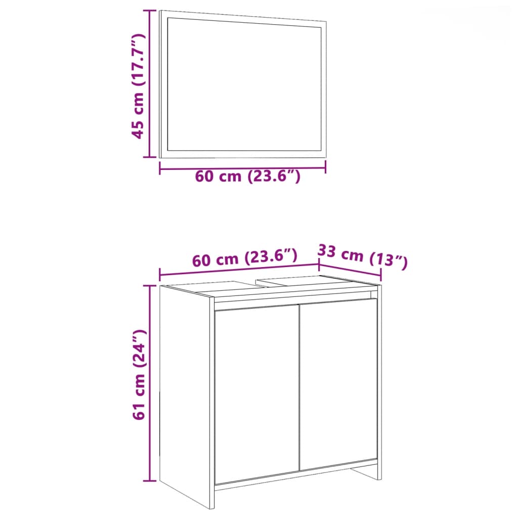 Set Mobili da Bagno 2 pz Rovere Fumo in Legno Multistrato 835697