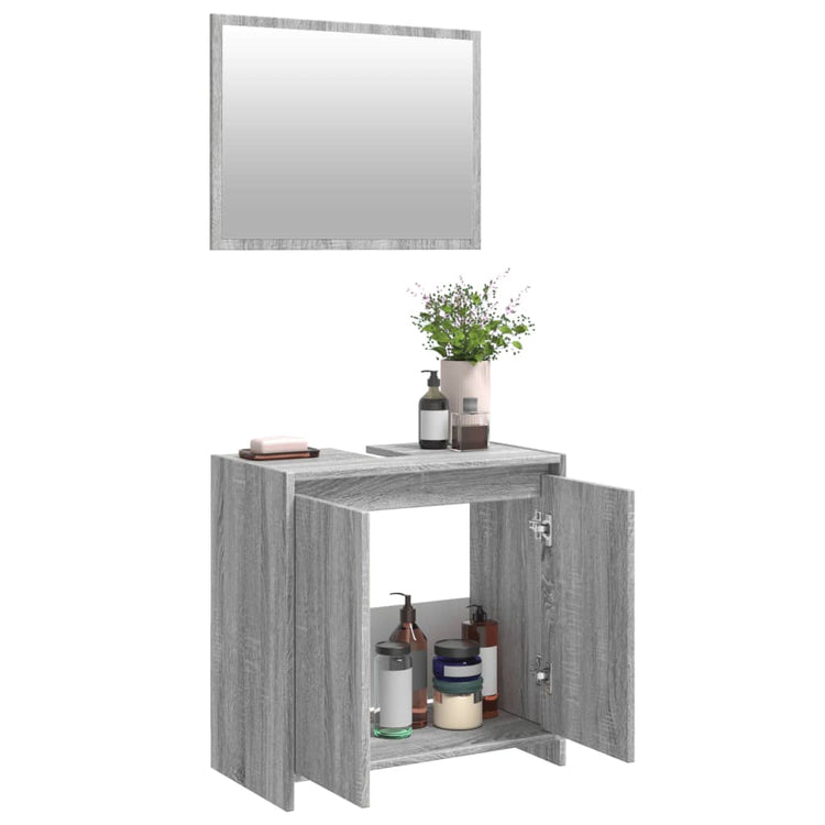 Set Mobili da Bagno 2 pz Grigio Sonoma in Legno Multistrato 835698