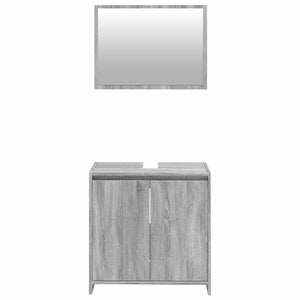 Set Mobili da Bagno 2 pz Grigio Sonoma in Legno Multistrato 835698