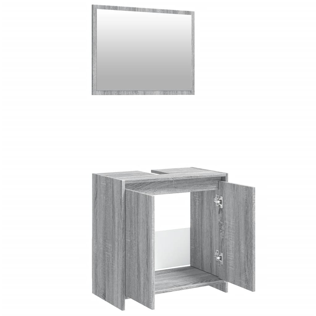 Set Mobili da Bagno 2 pz Grigio Sonoma in Legno Multistrato 835698